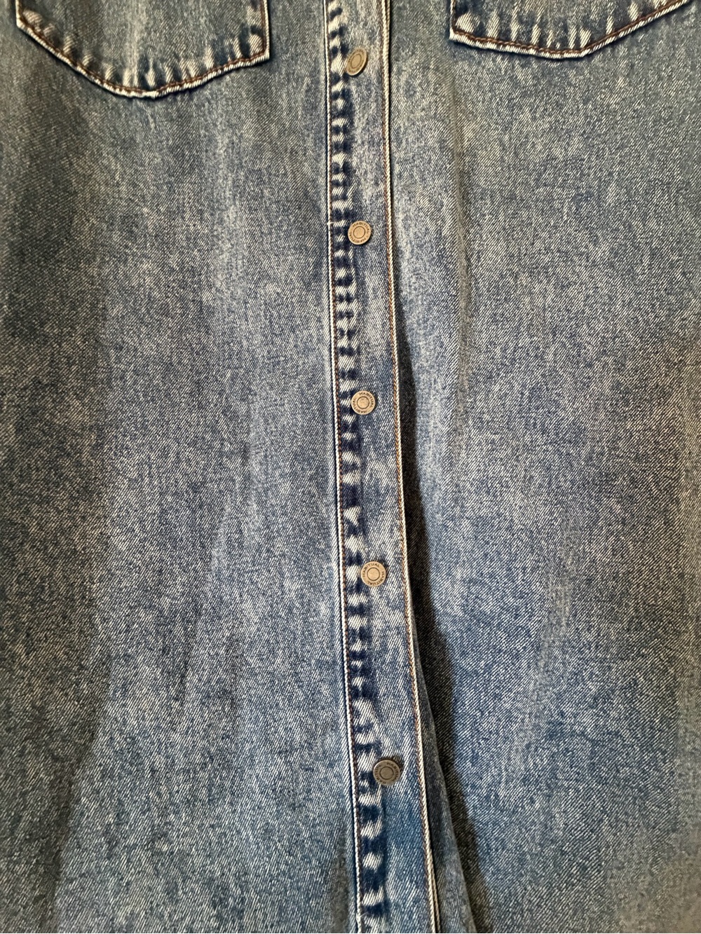 Habitual Denim Shirt Dress Medium Wash Snap Front Size M - Picture 3 of 4